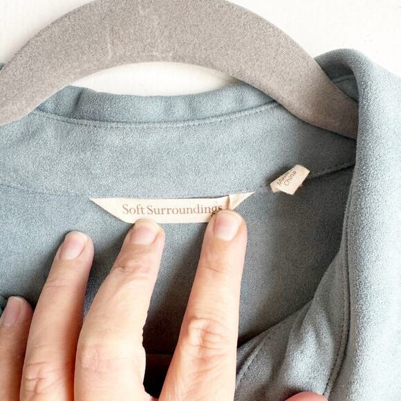 Soft Surroundings Softly Sueded Shirt Tranquil Blue Women’s S Casual Minimalist - Picture 2 of 12